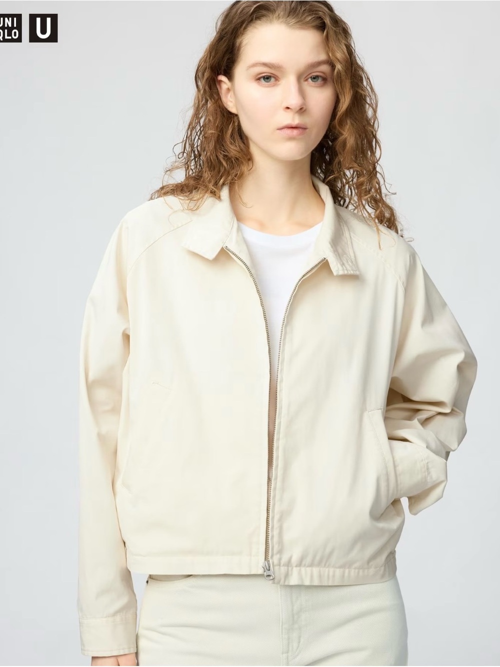 Uniqlo Cream Lightweight Bomber Jacket